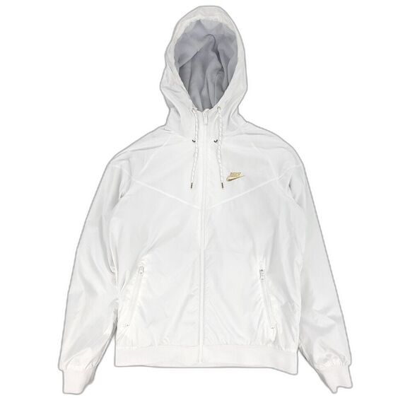 NIKE Winterized Windrunner Zip Up Jacket Fleece Ripstop Hoodie Small White Gold - Picture 1 of 11